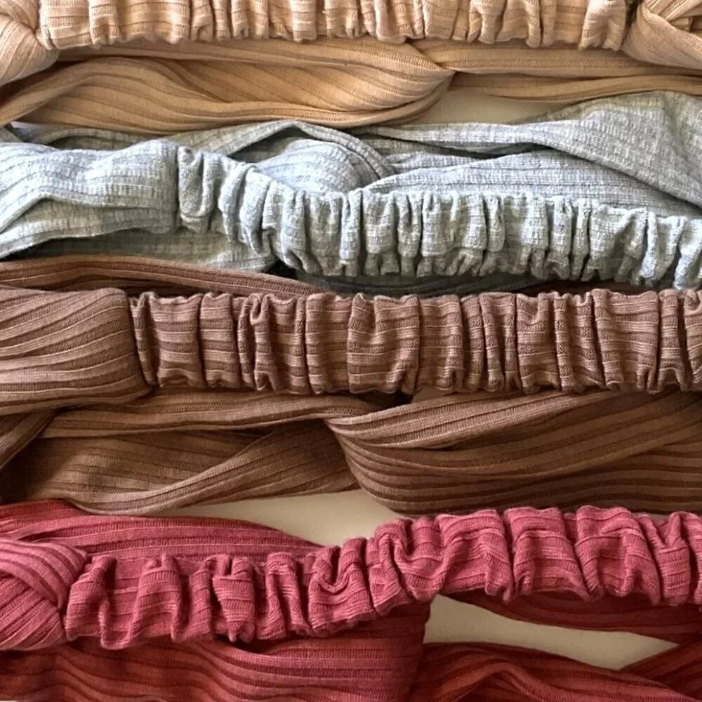 TWIST KNOTTED BOHO STRETCHY HAIR BANDS SET 5 HUACHI HEADBANDS